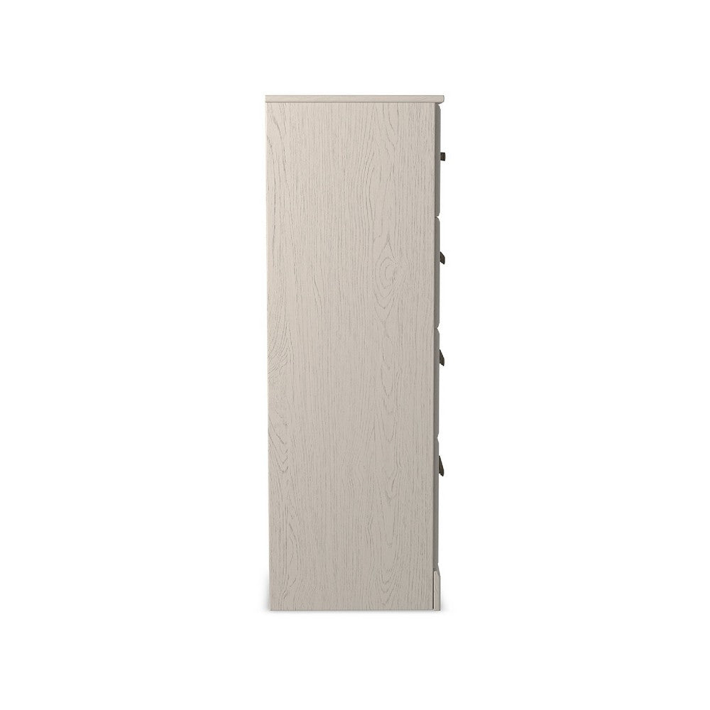 Tely Tall Dresser Chest, 4 Drawers, Modern Farmhouse Laminate White