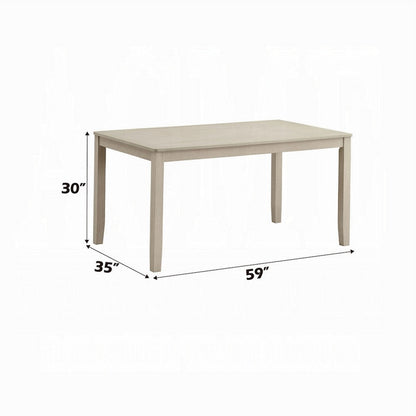Feri Dining Table, 59 Inch, Rectangular Top, Antique Bone White Finish