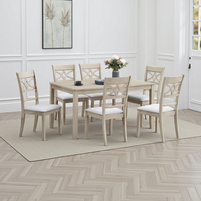 Feri Dining Table, 59 Inch, Rectangular Top, Antique Bone White Finish