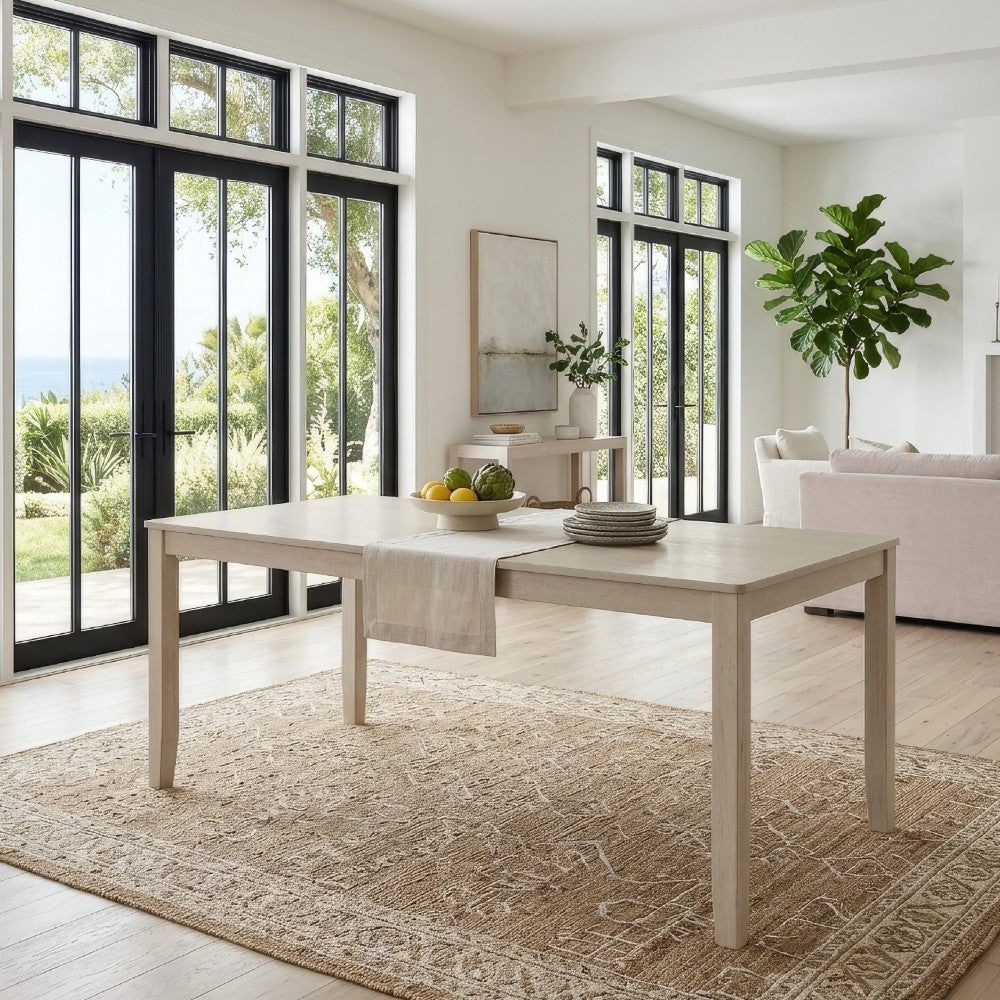 Feri Dining Table, 59 Inch, Rectangular Top, Antique Bone White Finish