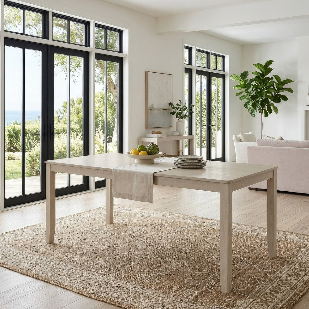 Feri Dining Table, 59 Inch, Rectangular Top, Antique Bone White Finish