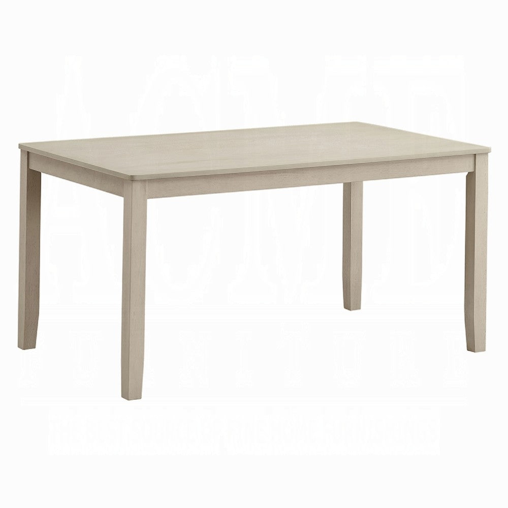 Feri Dining Table, 59 Inch, Rectangular Top, Antique Bone White Finish