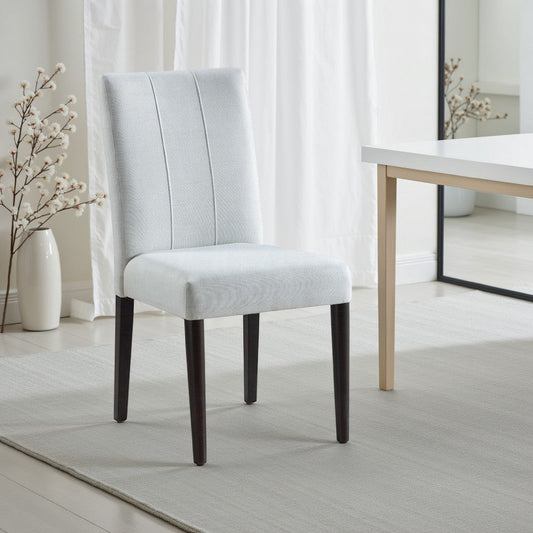 Aren Side Dining Chair Set of 2, Plush Foam Gray Fabric, Black Wood