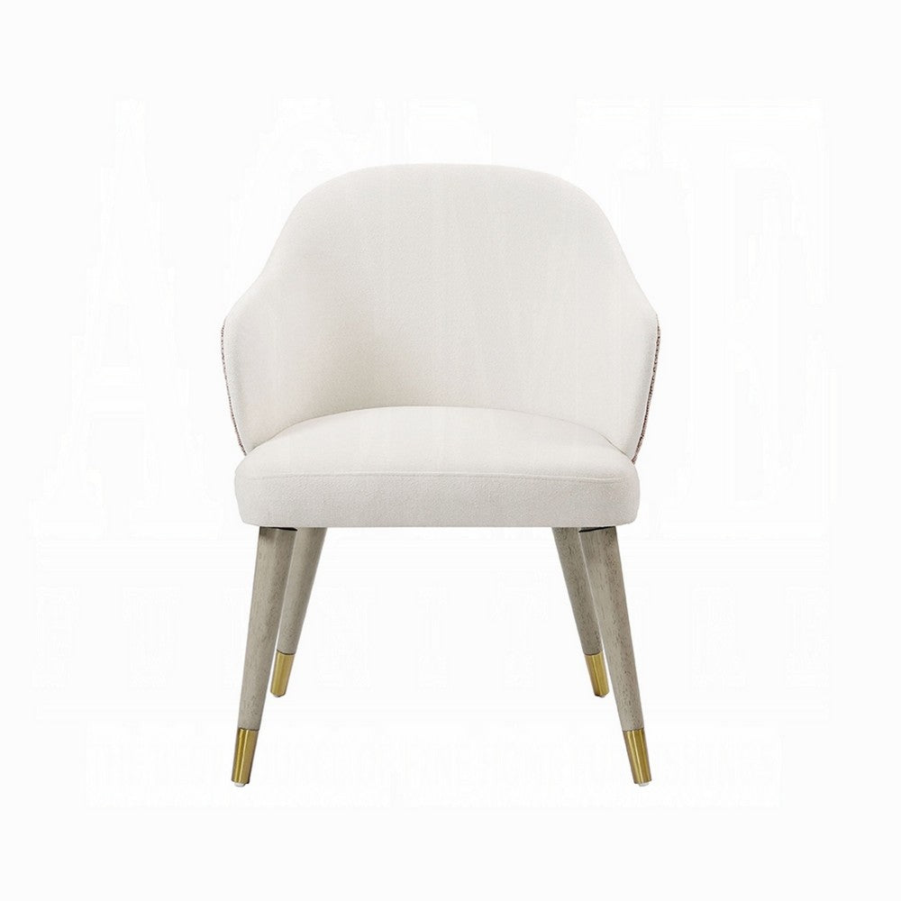 Arity Side Dining Chair Set of 2, Modern Light Gray Fabric, Gold Metal