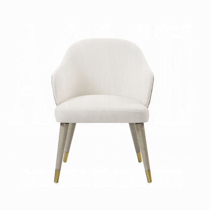 Arity Side Dining Chair Set of 2, Modern Light Gray Fabric, Gold Metal