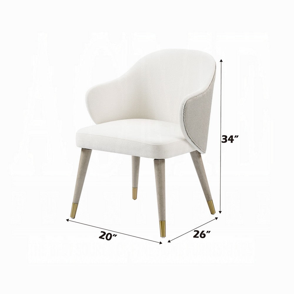 Arity Side Dining Chair Set of 2, Modern Light Gray Fabric, Gold Metal