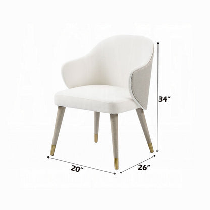 Arity Side Dining Chair Set of 2, Modern Light Gray Fabric, Gold Metal
