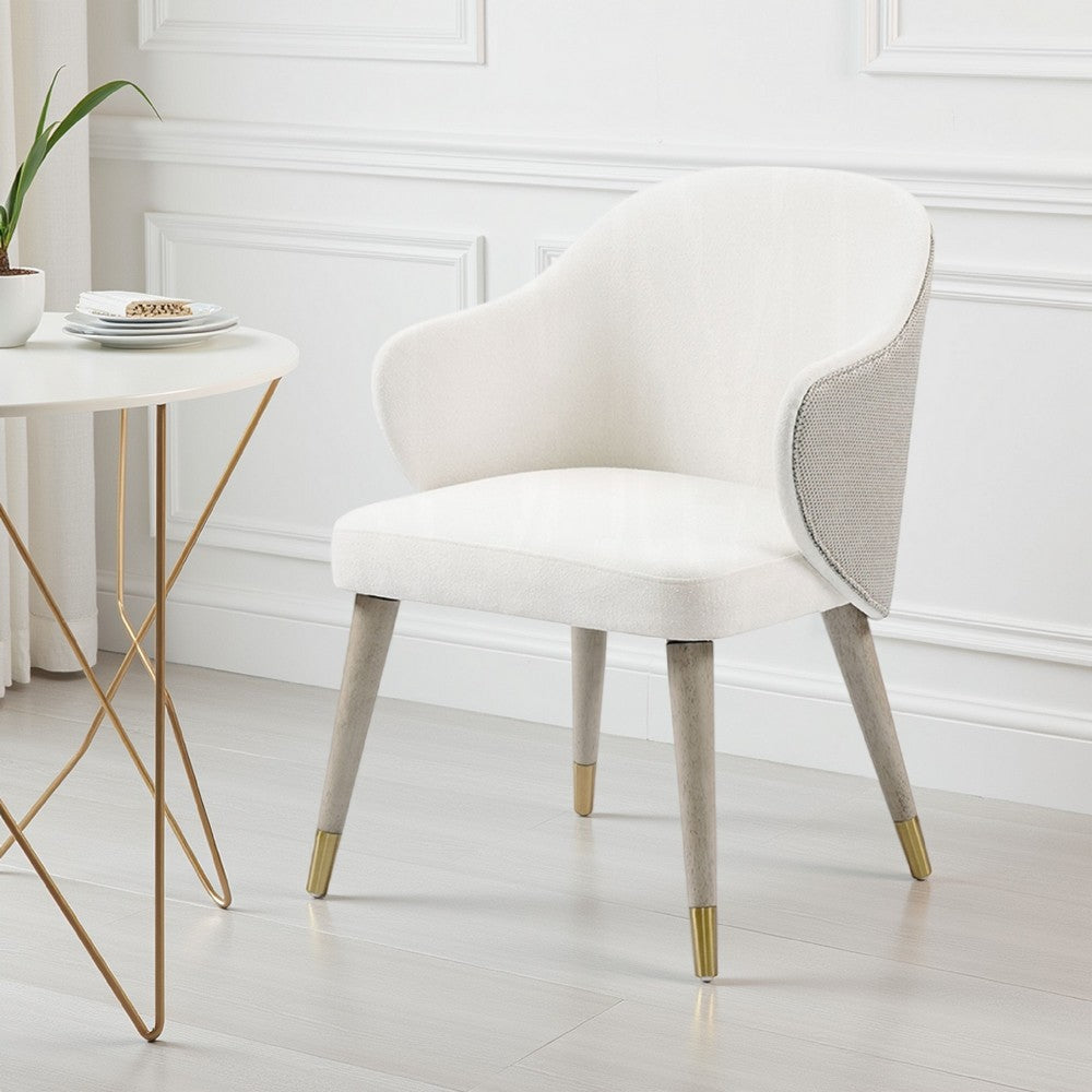 Arity Side Dining Chair Set of 2, Modern Light Gray Fabric, Gold Metal