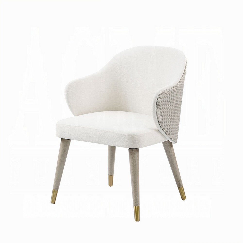 Arity Side Dining Chair Set of 2, Modern Light Gray Fabric, Gold Metal