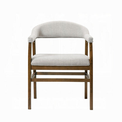 Dari Side Dining Chair Set of 2, Gray Fabric, Dark Walnut Brown Wood