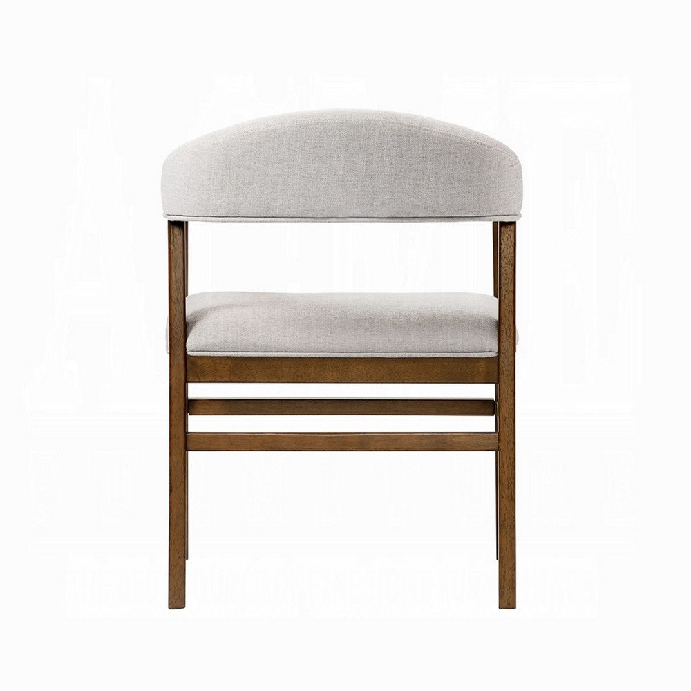 Dari Side Dining Chair Set of 2, Gray Fabric, Dark Walnut Brown Wood