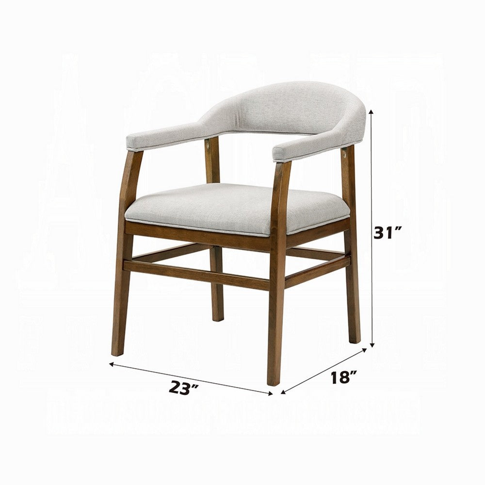 Dari Side Dining Chair Set of 2, Gray Fabric, Dark Walnut Brown Wood