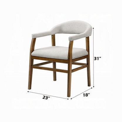 Dari Side Dining Chair Set of 2, Gray Fabric, Dark Walnut Brown Wood