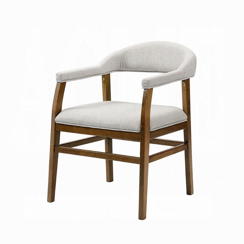 Dari Side Dining Chair Set of 2, Gray Fabric, Dark Walnut Brown Wood