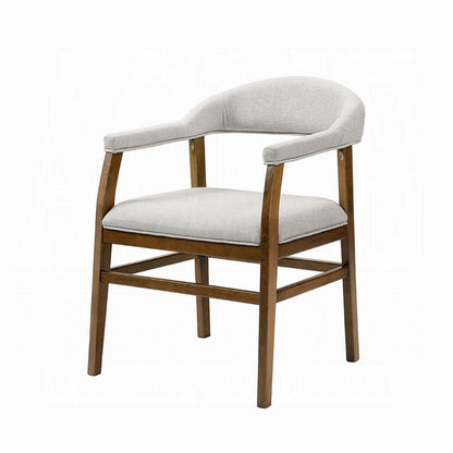 Dari Side Dining Chair Set of 2, Gray Fabric, Dark Walnut Brown Wood
