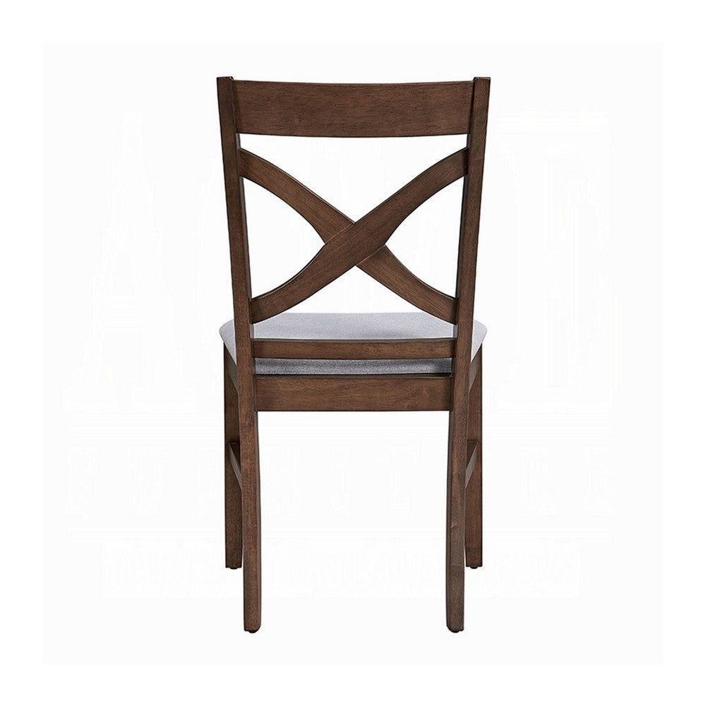 Feri Side Dining Chair Set of 2, Gray Foam Cushion, Farmhouse Brown