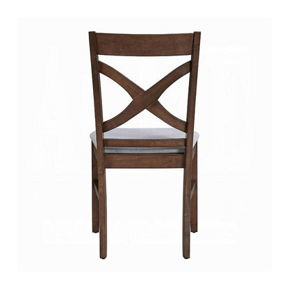 Feri Side Dining Chair Set of 2, Gray Foam Cushion, Farmhouse Brown