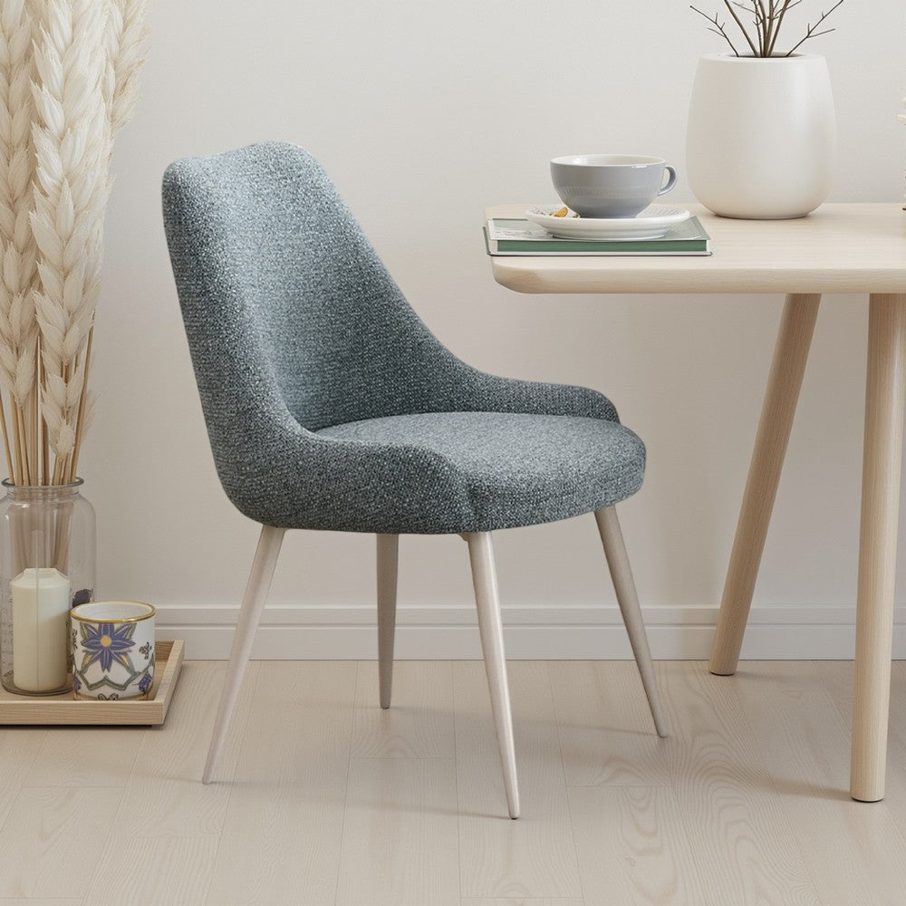 Masy Accent Armchair, Bone White Boucle Textured Fabric, Metal Legs