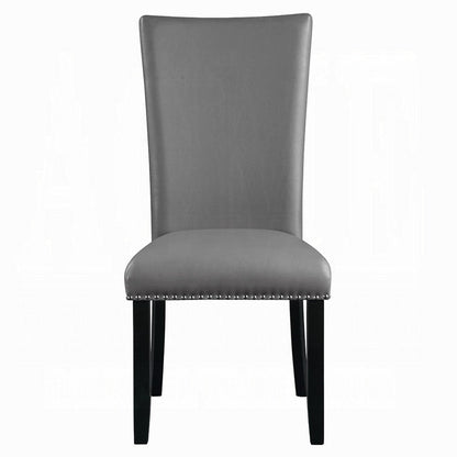 Aline Side Dining Chair Set of 2, Gray Faux Leather, Nailhead Trim