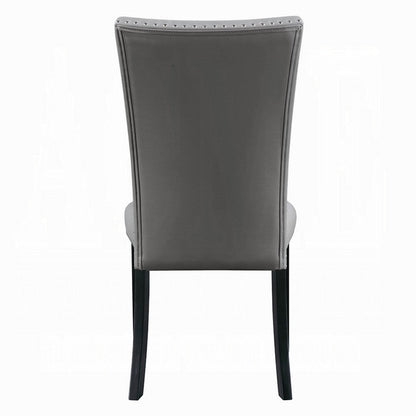 Aline Side Dining Chair Set of 2, Gray Faux Leather, Nailhead Trim
