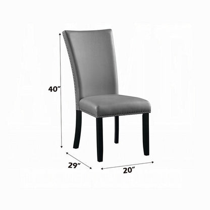 Aline Side Dining Chair Set of 2, Gray Faux Leather, Nailhead Trim