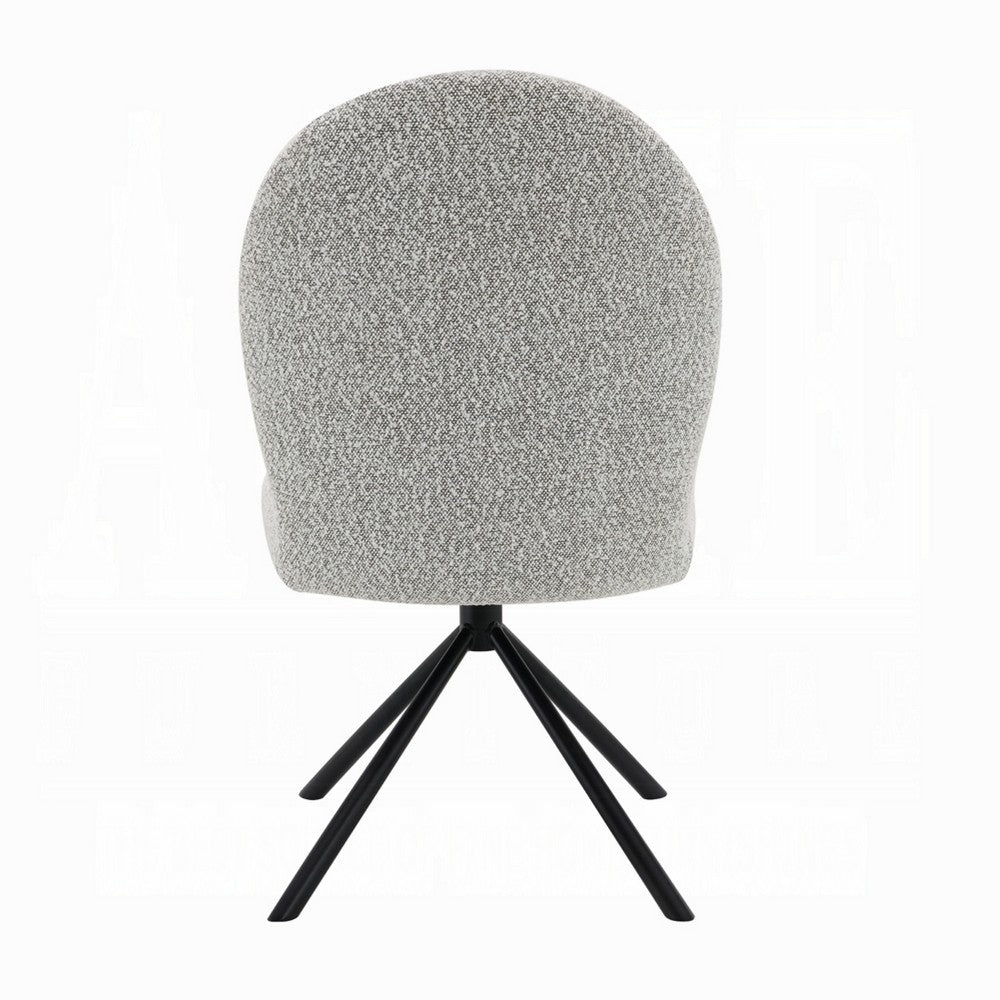 Veton Swivel Side Dining Chair Set of 2, Gray Boucle, Black Metal Base