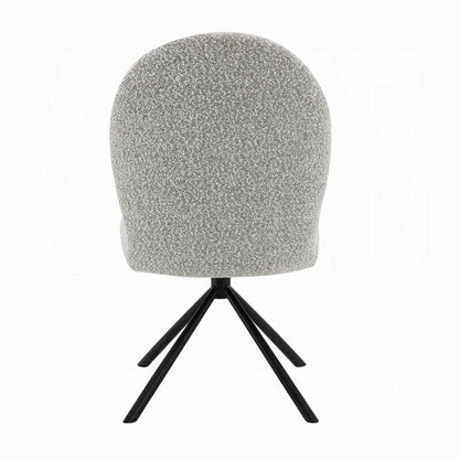 Veton Swivel Side Dining Chair Set of 2, Gray Boucle, Black Metal Base