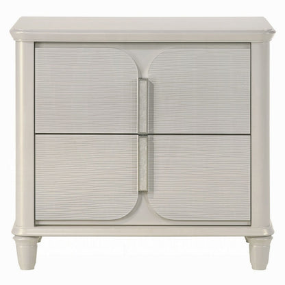Veda Nightstand, Elegant Pearl White Wood, 2 Modern Drawers, 30 Inch