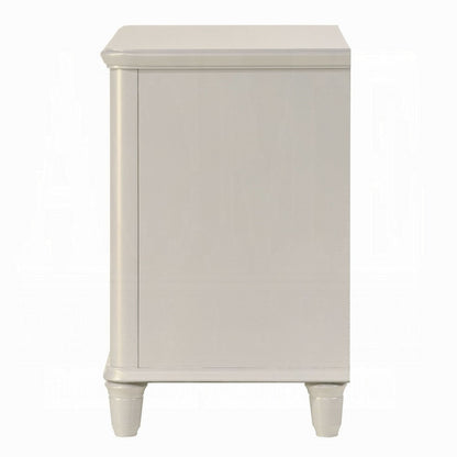 Veda Nightstand, Elegant Pearl White Wood, 2 Modern Drawers, 30 Inch