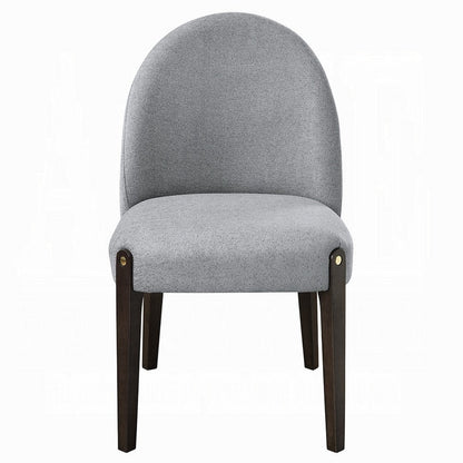 Jeh Side Dining Chair Set of 2, Gray Chenille, Espresso Brown Wood