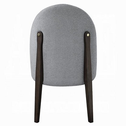 Jeh Side Dining Chair Set of 2, Gray Chenille, Espresso Brown Wood