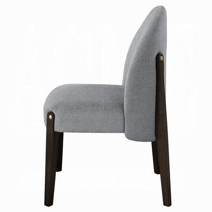 Jeh Side Dining Chair Set of 2, Gray Chenille, Espresso Brown Wood