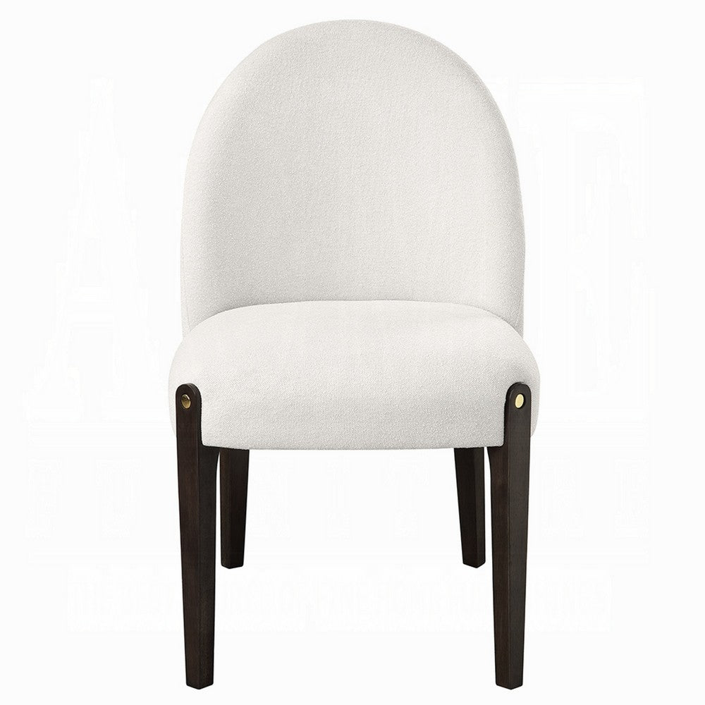 Jeh Side Dining Chair Set of 2, Beige Chenille, Espresso Brown Wood