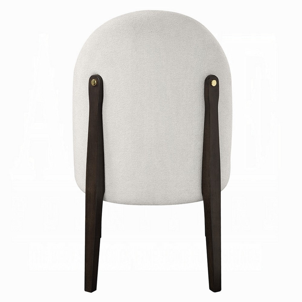 Jeh Side Dining Chair Set of 2, Beige Chenille, Espresso Brown Wood