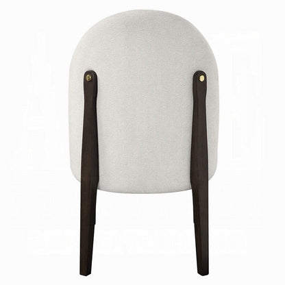 Jeh Side Dining Chair Set of 2, Beige Chenille, Espresso Brown Wood