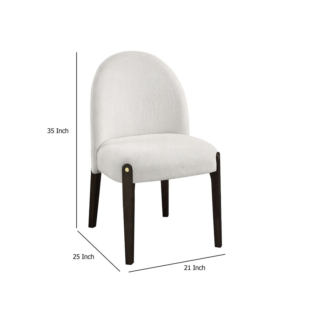 Jeh Side Dining Chair Set of 2, Beige Chenille, Espresso Brown Wood