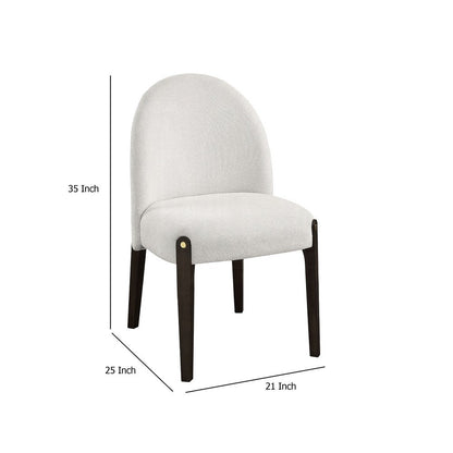 Jeh Side Dining Chair Set of 2, Beige Chenille, Espresso Brown Wood