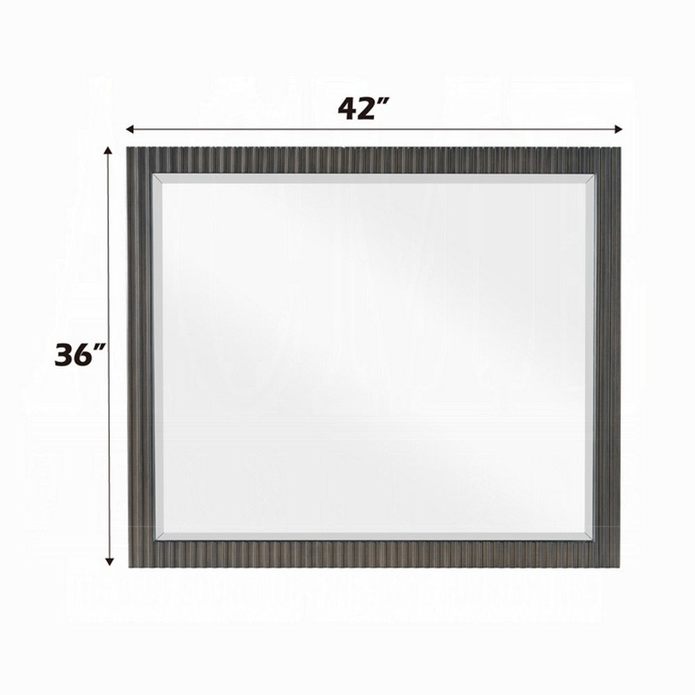 Jeh Dresser Mirror, Espresso Brown Wood, Sleek Rectangular Frame 36x42