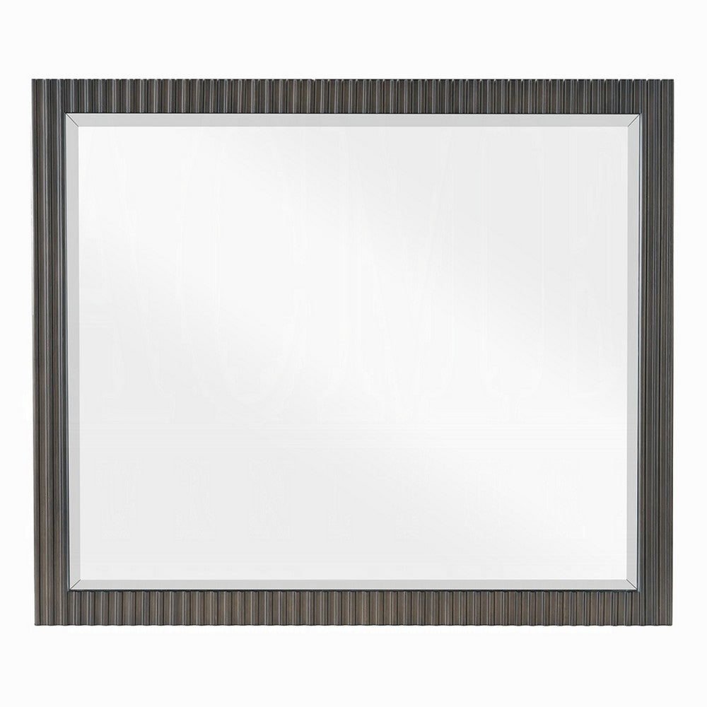 Jeh Dresser Mirror, Espresso Brown Wood, Sleek Rectangular Frame 36x42