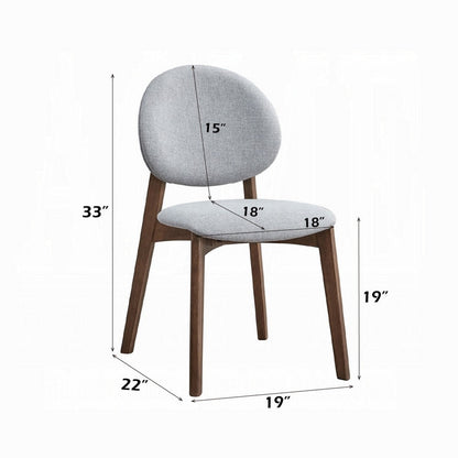 Hamza Side Dining Chair Set of 2, Light Gray Linen, Walnut Brown Wood