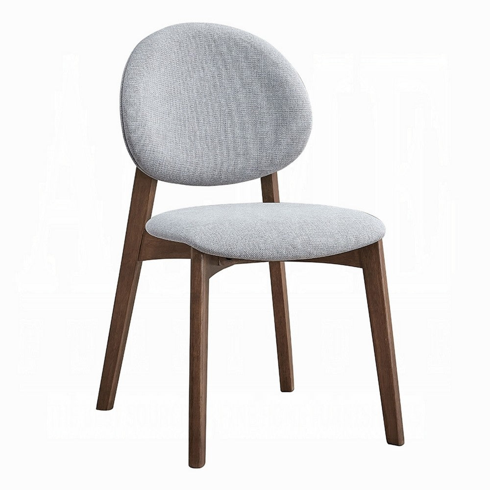 Hamza Side Dining Chair Set of 2, Light Gray Linen, Walnut Brown Wood