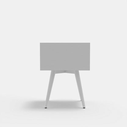 Ian Small Nightstand w 2 Drawers, Modern White Solid Mahogany Wood