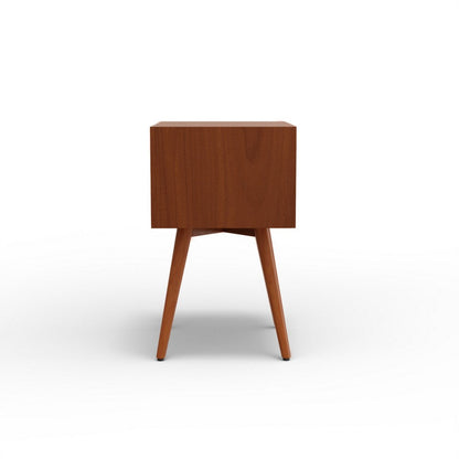 Ian Small Nightstand, 2 Drawers, Brown and White Solid Mahogany Wood