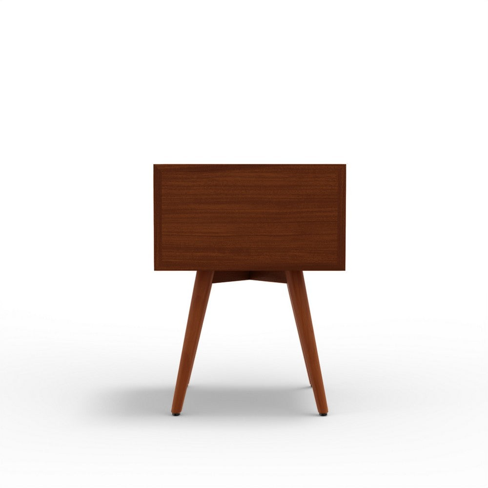Ian Small Nightstand, 2 Drawers, Brown and White Solid Mahogany Wood