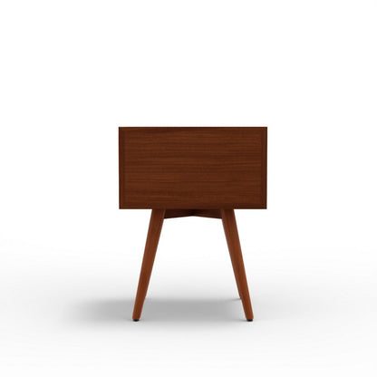 Ian Small Nightstand, 2 Drawers, Brown and White Solid Mahogany Wood