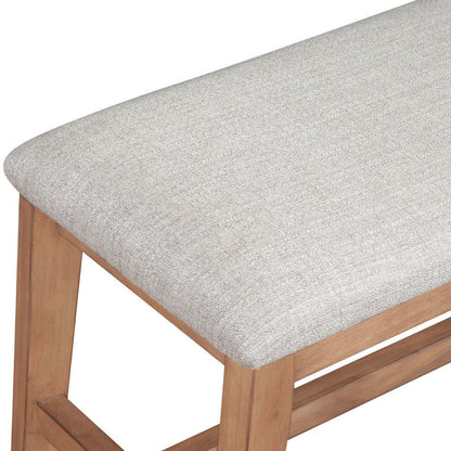Rejo Dining Side Bench, Oatmeal Gray Cushion, Natural Brown Pine Wood