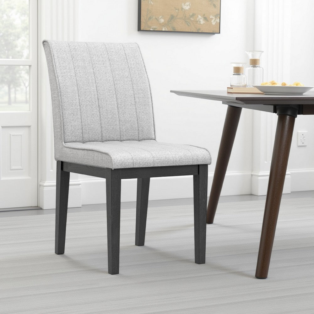 Vecy Dining Side Chair Set of 2, Channel Gray Fabric, Vintage Black