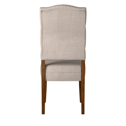 Bela Dining Chair Set of 2, Tufted Beige Back, Brown Acacia Wood