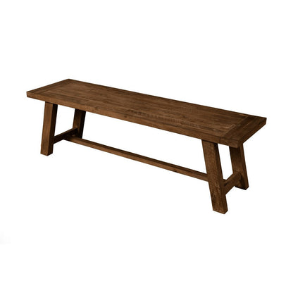 Bela Dining Bench, 60 Inch Rectangular Seat, Rich Brown Acacia Wood