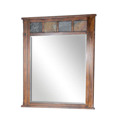 Odel Vanity Dresser Mirror, Natural Slate Inlay, Dark Brown 46 Inch